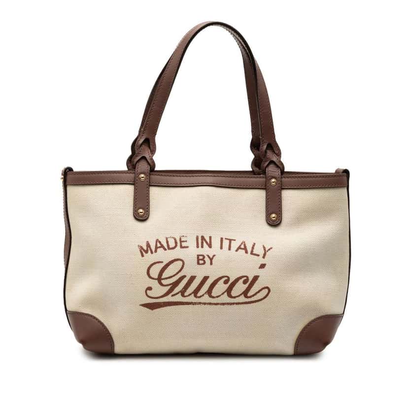 Gucci Small Canvas Logo Craft Tote Brown Canvas Very good condition - Front View