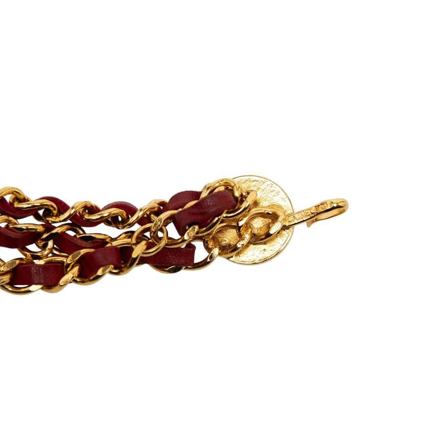 Chanel Gold Plated Leather Woven Medallion Chain Belt Gold Metal Good condition - Inside View