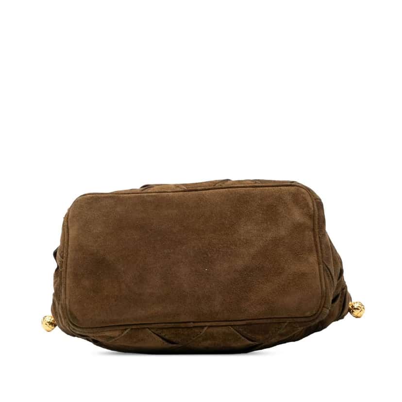 Bottega Veneta Suede Intrecciato Shoulder Bag Brown Leather Good condition - Inside View