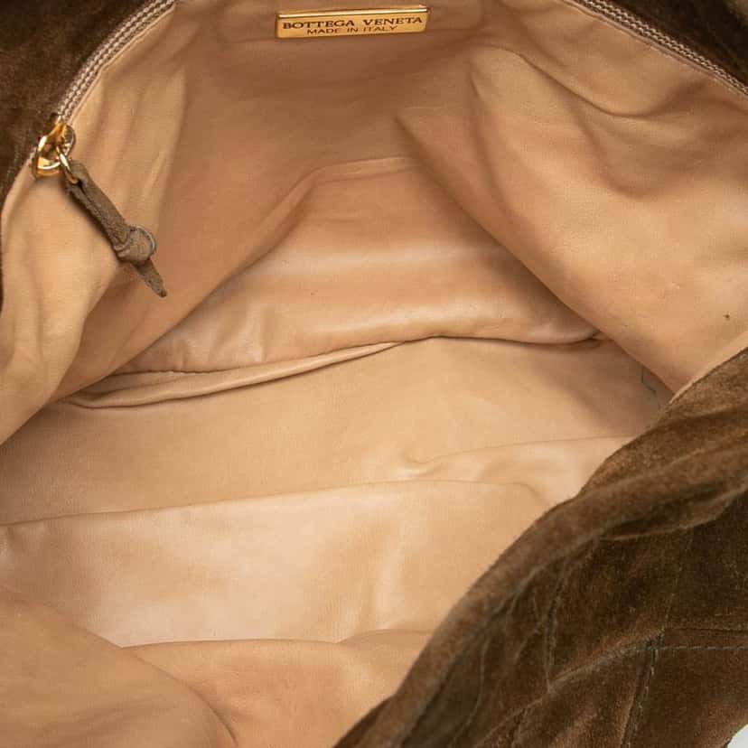 Bottega Veneta Suede Intrecciato Shoulder Bag Brown Leather Good condition - Model View