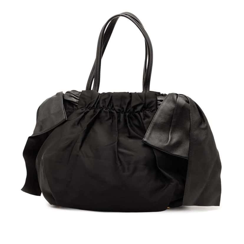 Prada Tessuto Logo Bow Satchel Black Good condition - Back View