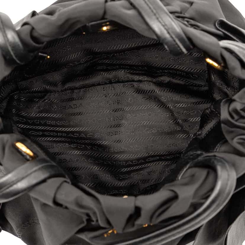 Prada Tessuto Logo Bow Satchel Black Good condition - Model View