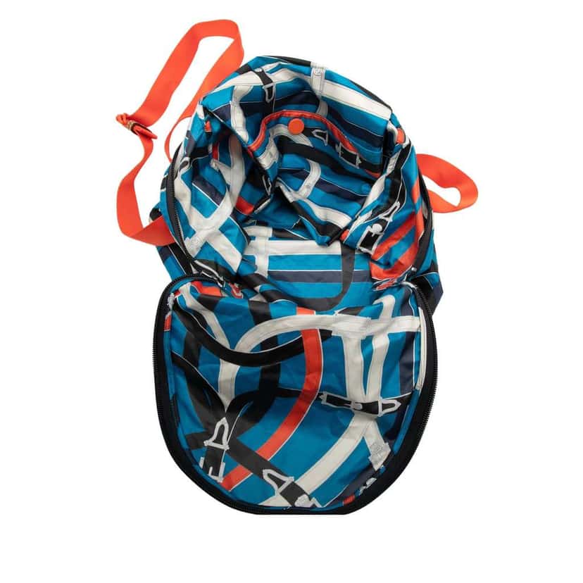 Hermès Silk and Barenia Cavalcadour Airsilk Backpack Blue Silk Good condition - Model View