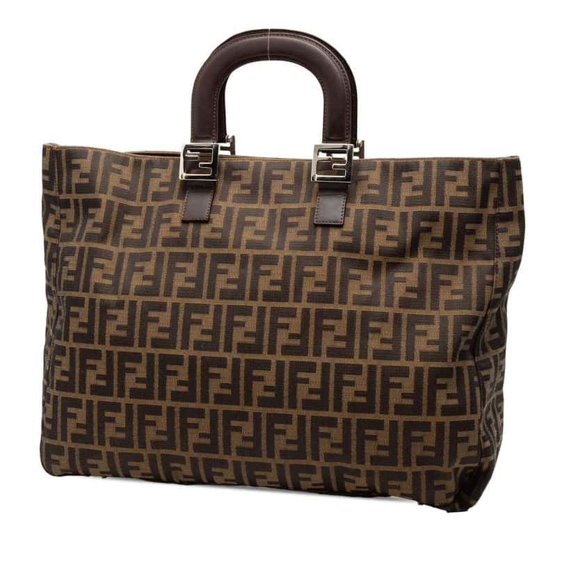 Fendi Large Zucca Canvas Twins Tote Brown Canvas Good condition - Back View
