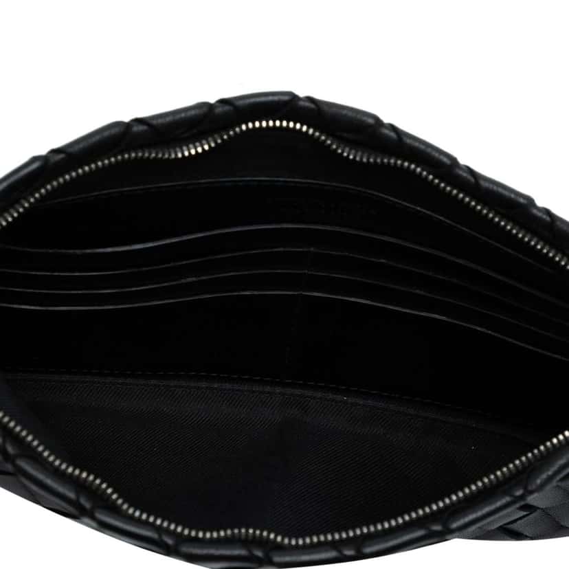 Bottega Veneta Small Nappa Intrecciato Zip Pouch Black Leather Very good condition - Model View
