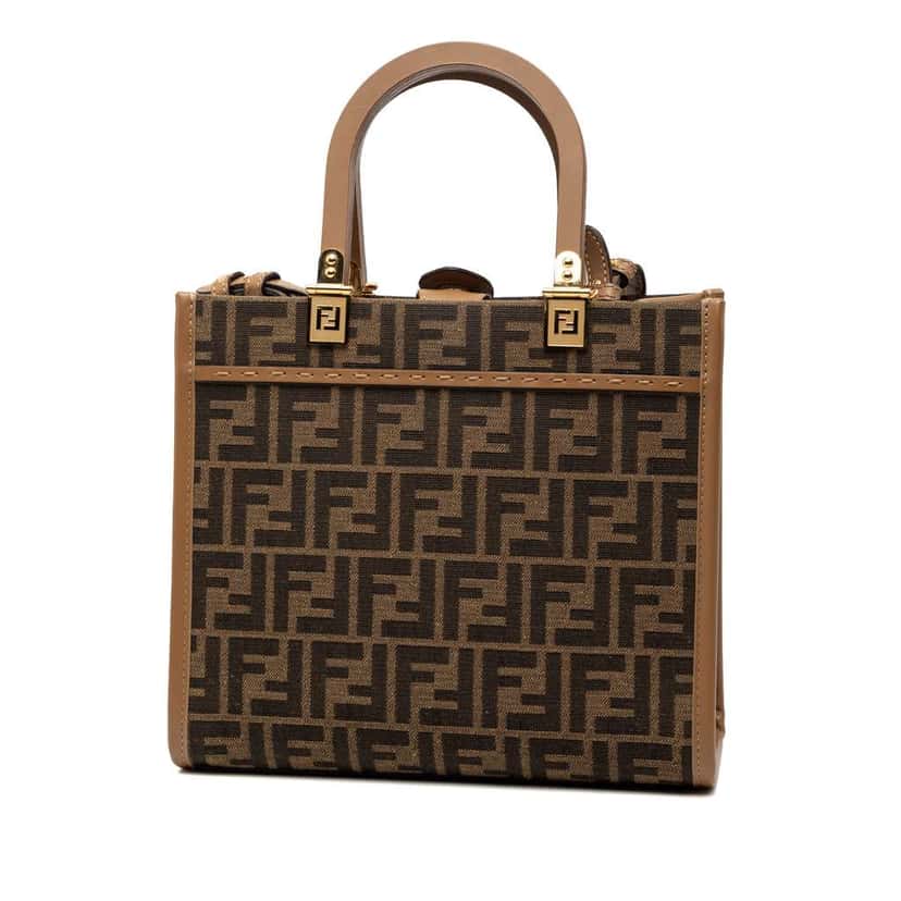 Fendi Small Zucca Canvas Sunshine Shopper Tote Brown Canvas Very good condition - Back View