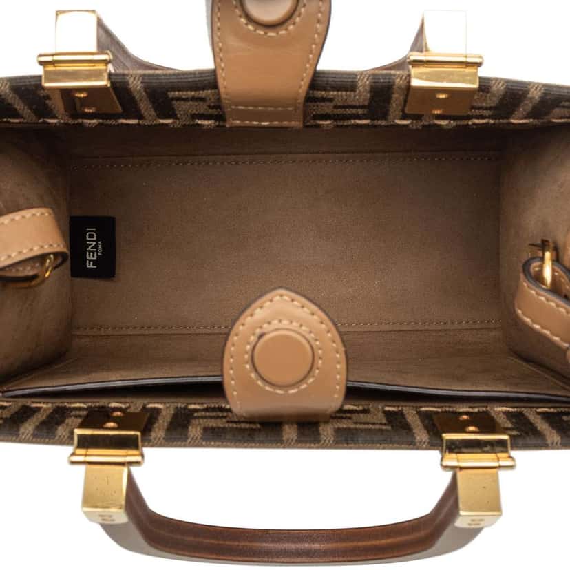 Fendi Small Zucca Canvas Sunshine Shopper Tote Brown Canvas Very good condition - Model View