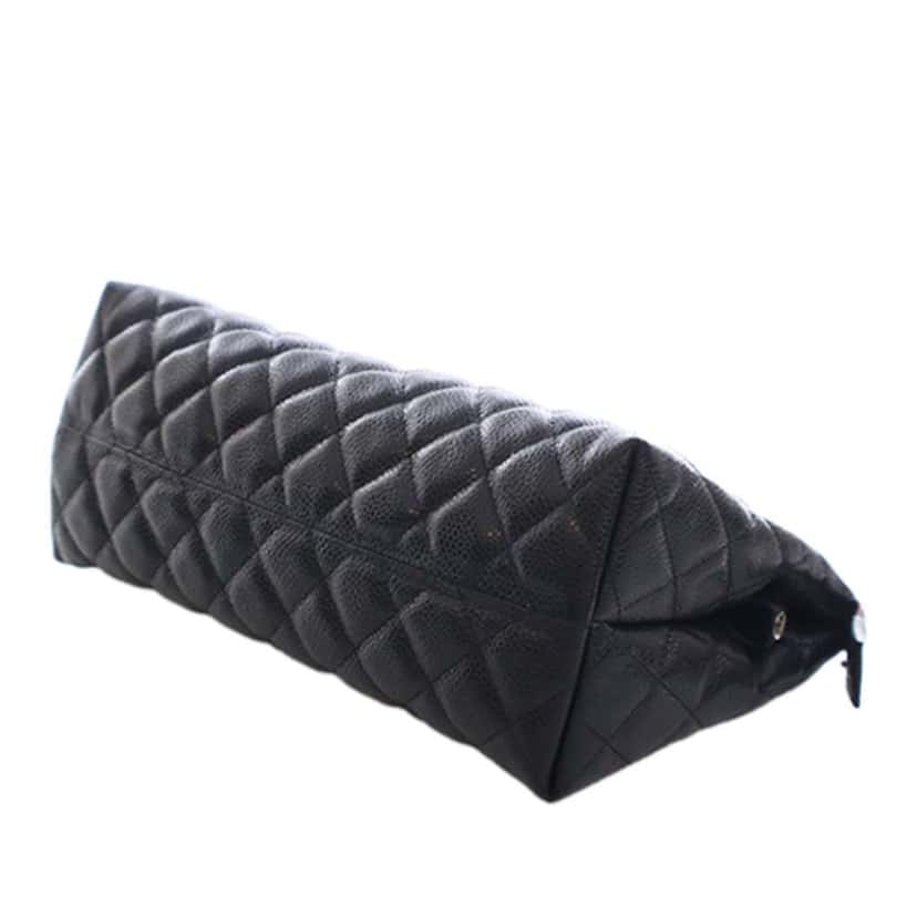 Chanel CC Quilted Caviar Toiletry Pouch Black Leather Good condition - Box View