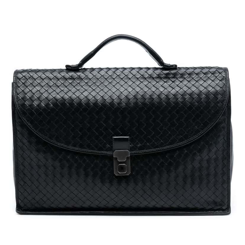 Bottega Veneta Nappa Intrecciato Briefcase Black Leather Good condition - Front View