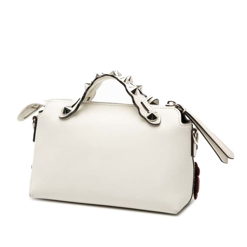 Fendi Mini Leather By The Way Flowerland Satchel White Leather Good condition - Back View