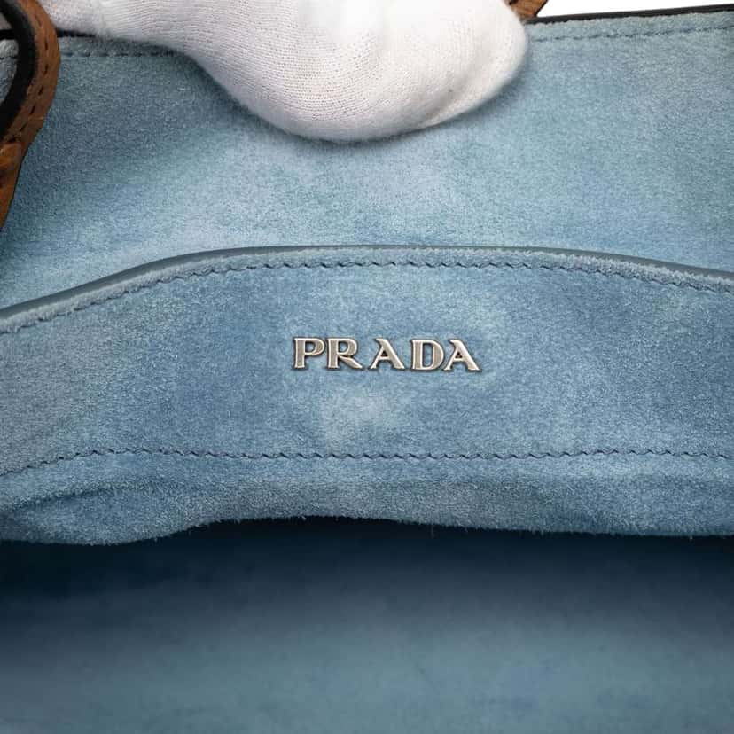 Prada Glace Calf Etiquette Tote Brown Leather Good condition - Box View