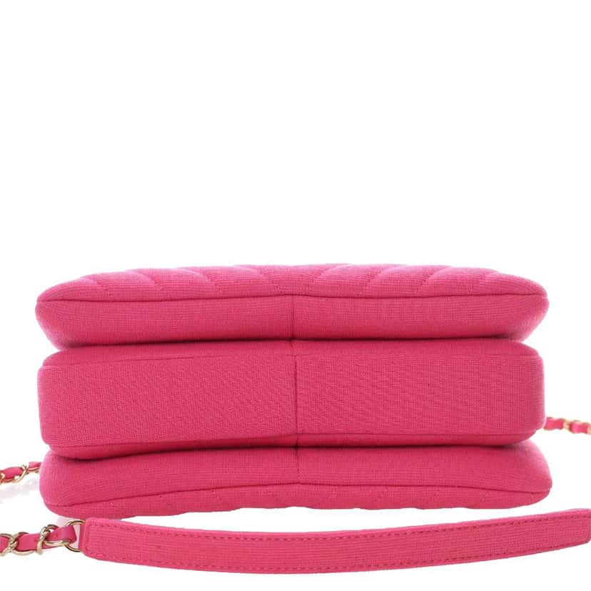 Chanel Small Chevron Jersey Trendy CC Top Handle Flap Pink Cotton Very good condition - Box View