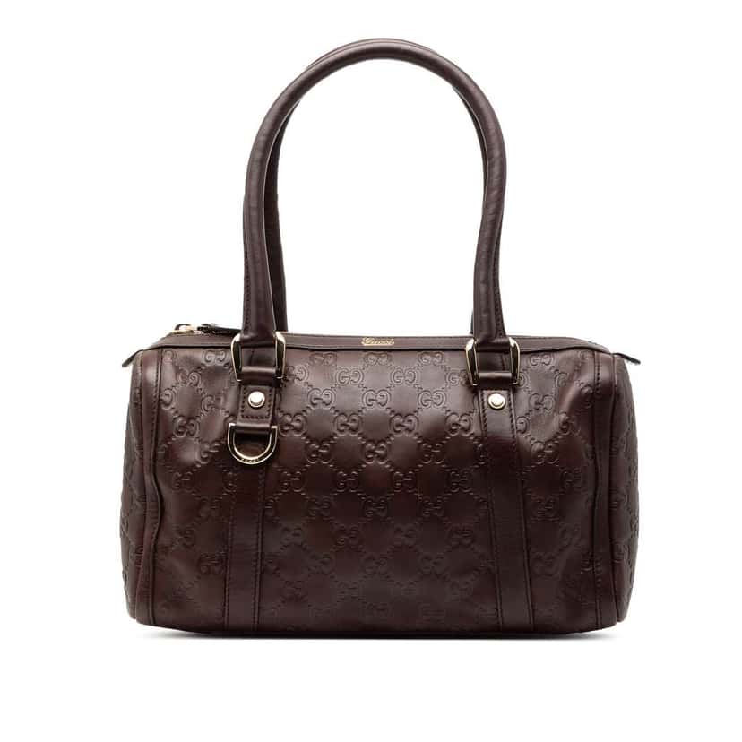 Gucci Guccissima Abbey D Ring Boston Bag Brown Leather Good condition - Front View