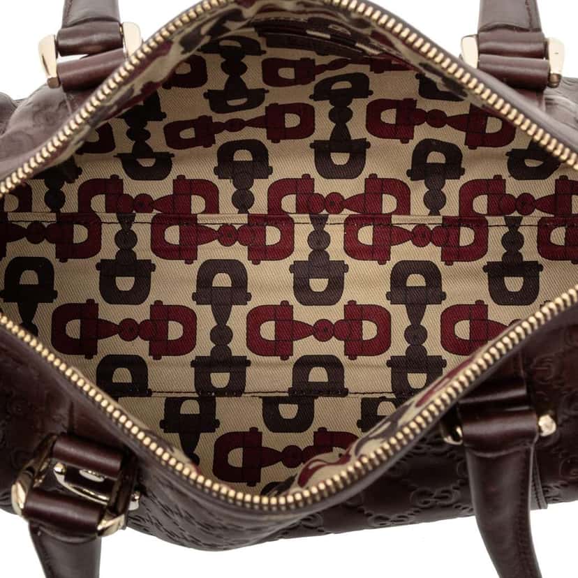 Gucci Guccissima Abbey D Ring Boston Bag Brown Leather Good condition - Model View