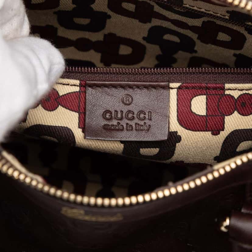 Gucci Guccissima Abbey D Ring Boston Bag Brown Leather Good condition - Box View