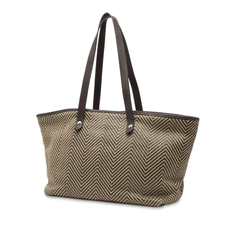 Hermès Polyester and Leather Chennai MM Brown Polyester Good condition - Back View