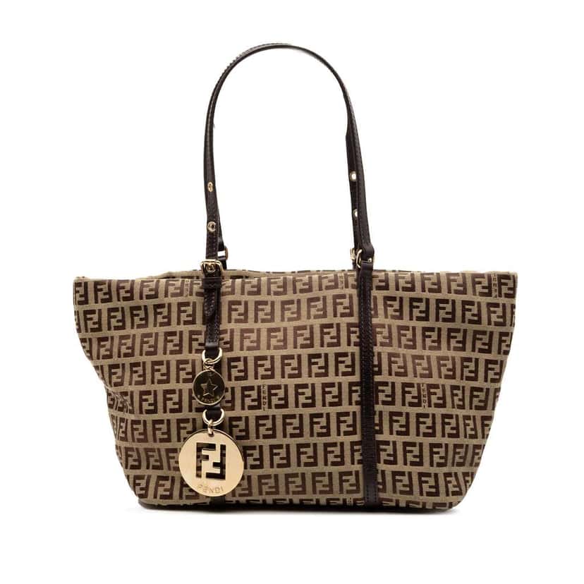 Fendi Mini Zucchino Canvas Superstar Tote Brown Canvas Good condition - Front View
