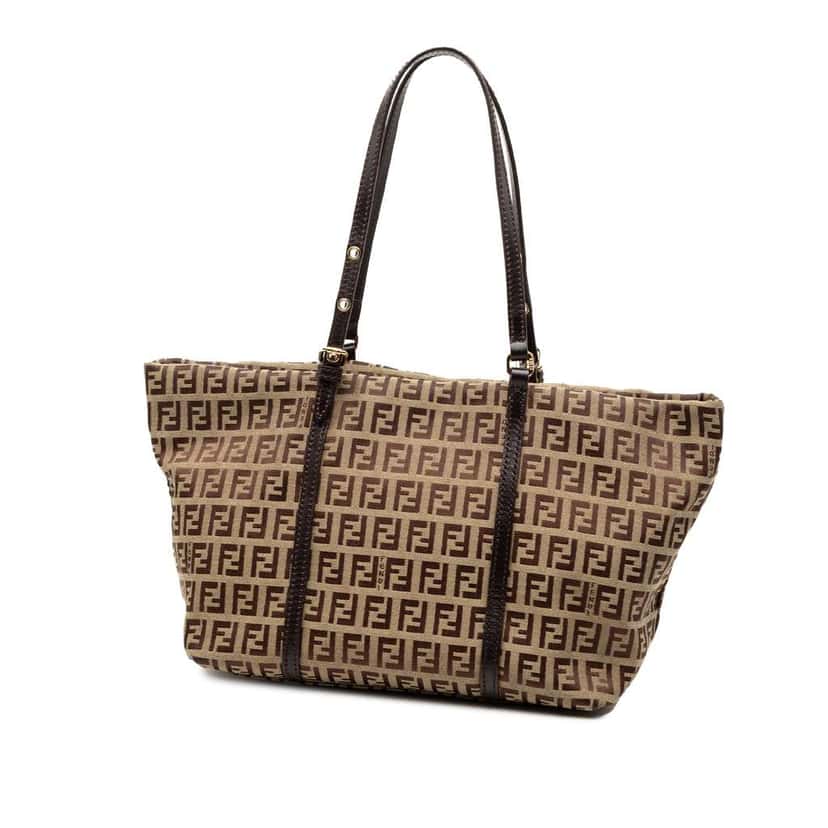 Fendi Mini Zucchino Canvas Superstar Tote Brown Canvas Good condition - Back View