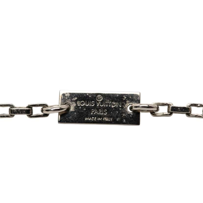 Louis Vuitton Palladium Plated Damier Black Necklace Silver Metal Good condition - Inside View