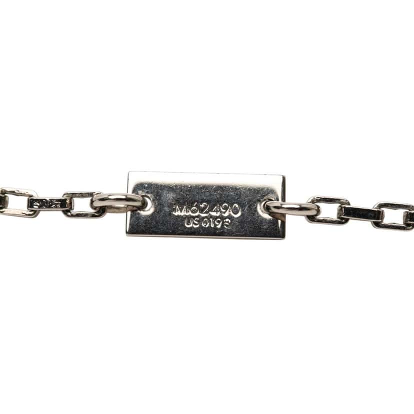Louis Vuitton Palladium Plated Damier Black Necklace Silver Metal Good condition - Model View