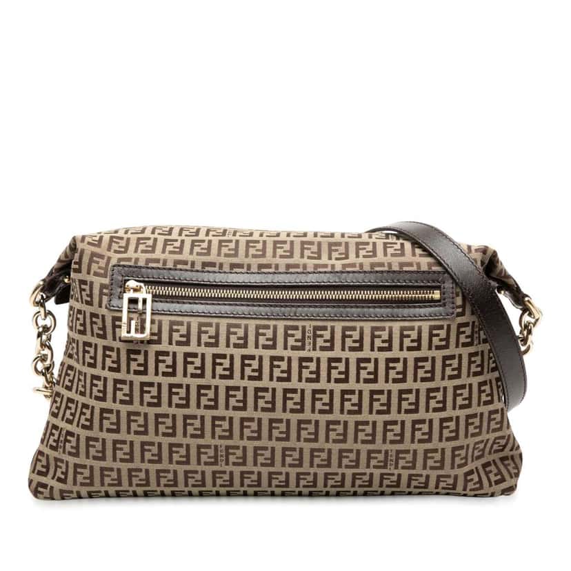 Fendi Zucchino Canvas Crossbody Brown Canvas Good condition - Front View
