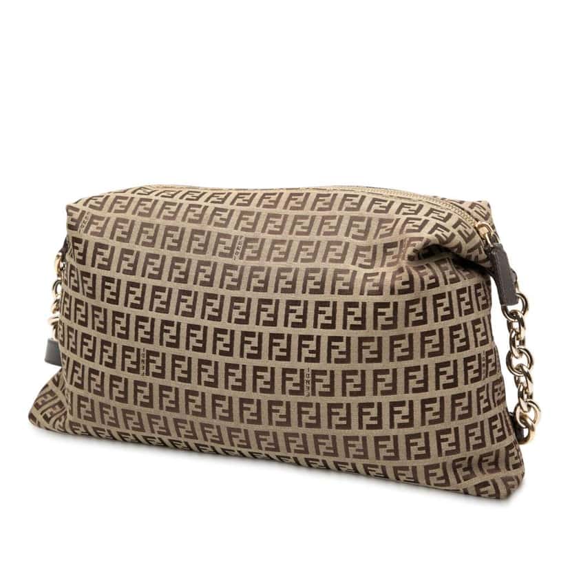 Fendi Zucchino Canvas Crossbody Brown Canvas Good condition - Back View