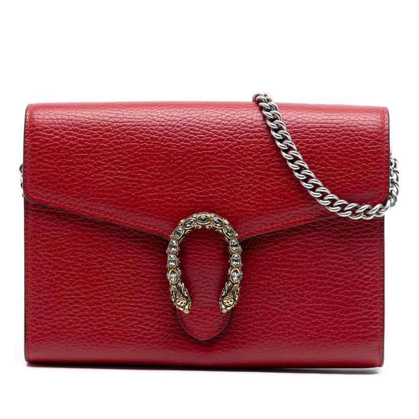 Gucci Leather Dionysus Wallet on Chain Red Leather Very good condition - Front View