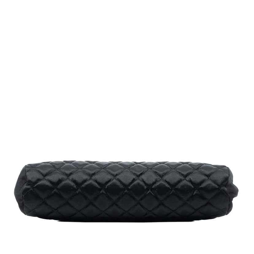 Chanel Quilted Satin Timeless Clutch Black Satin Good condition - Inside View