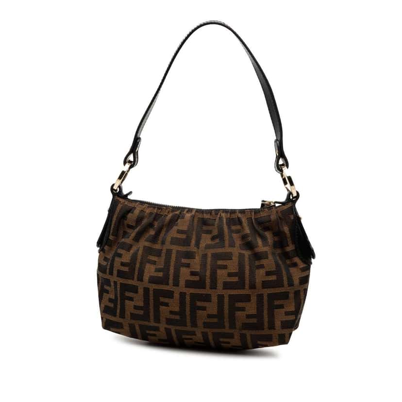 Fendi Zucca Canvas Shoulder Bag Brown Canvas Good condition - Back View
