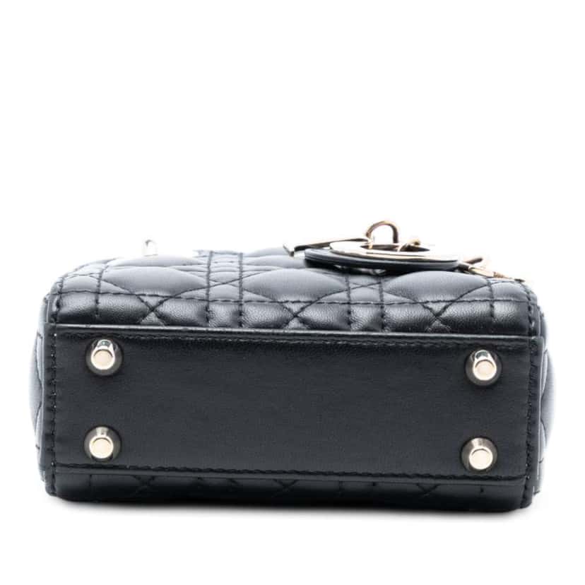 Dior Micro Lambskin Cannage Lady Dior Black Leather Good condition - Inside View