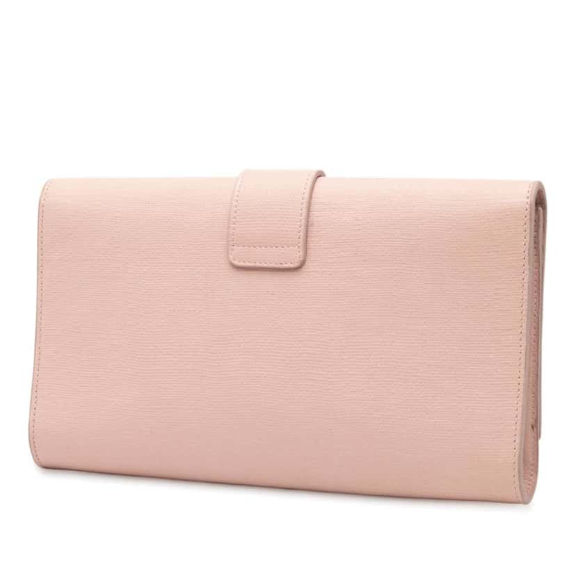 Saint Laurent Textured Leather Chyc Ligne Clutch Brown Leather Very good condition - Back View