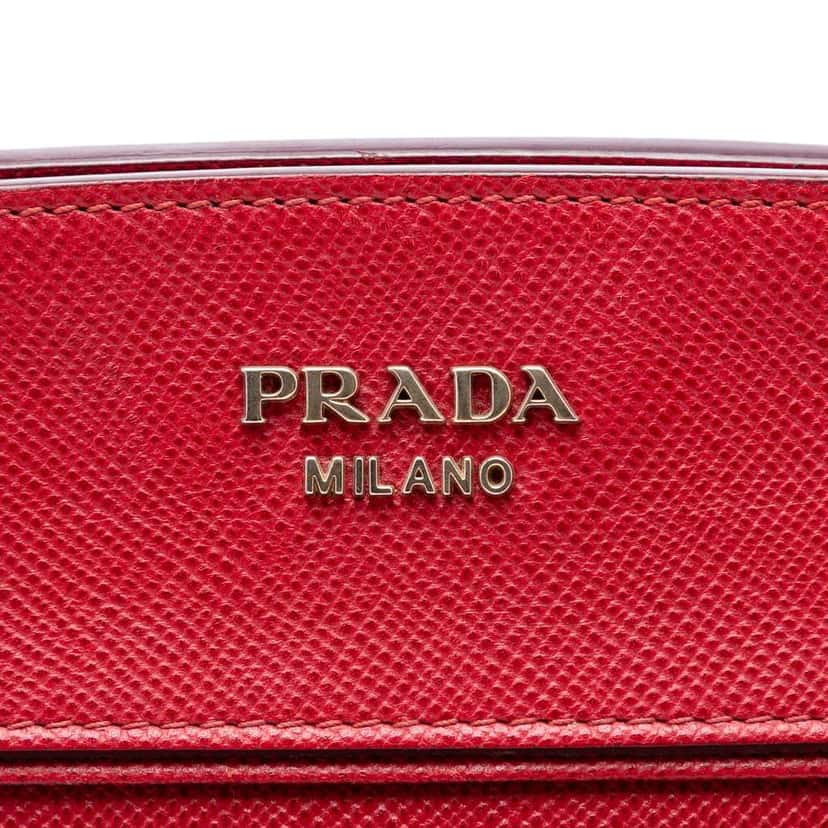 Prada Bicolor Saffiano Cuir Trimmed Canvas Satchel Brown Canvas Good condition - Box View