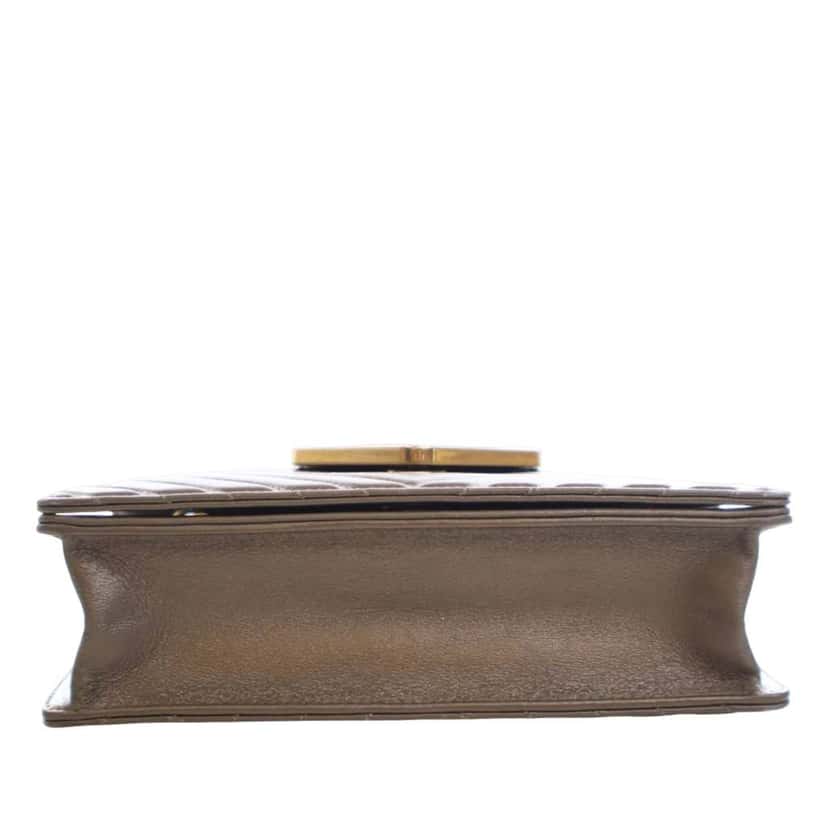 Chanel Mini Chevron Sheepskin Leather Collar and Tie Flap Brown Leather Good condition - Box View