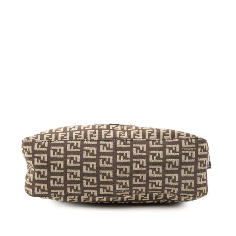 Fendi Zucchino Canvas Double Flap Shoulder Bag Brown Canvas Good condition - Inside View
