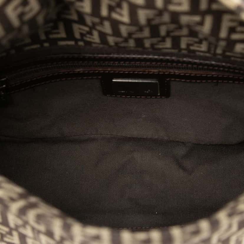 Fendi Zucchino Canvas Double Flap Shoulder Bag Brown Canvas Good condition - Model View