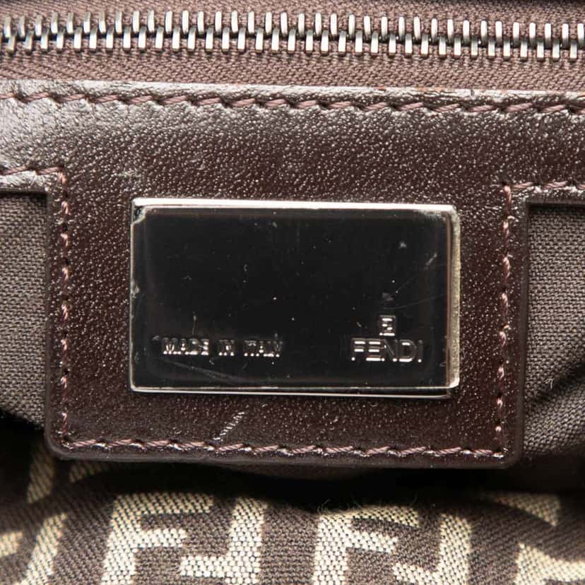 Fendi Zucchino Canvas Double Flap Shoulder Bag Brown Canvas Good condition - Box View