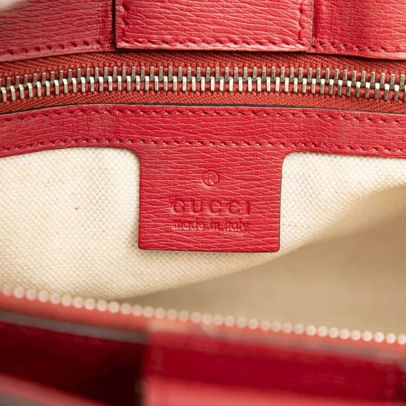 Gucci Medium Calfskin Blooms Bamboo Shopper Satchel Red Leather Very good condition - Box View
