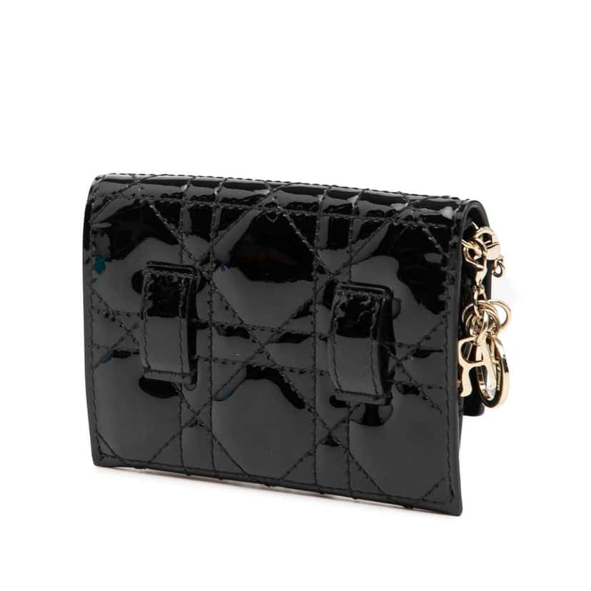 Dior Nano Patent Cannage Lady Dior Chain Convertible Belt Pouch Black Leather Good condition - Back View