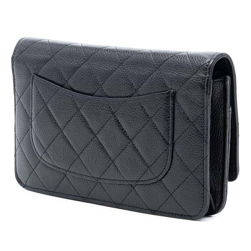 Chanel CC Quilted Caviar Wallet on Chain Black Leather Good condition - Back View