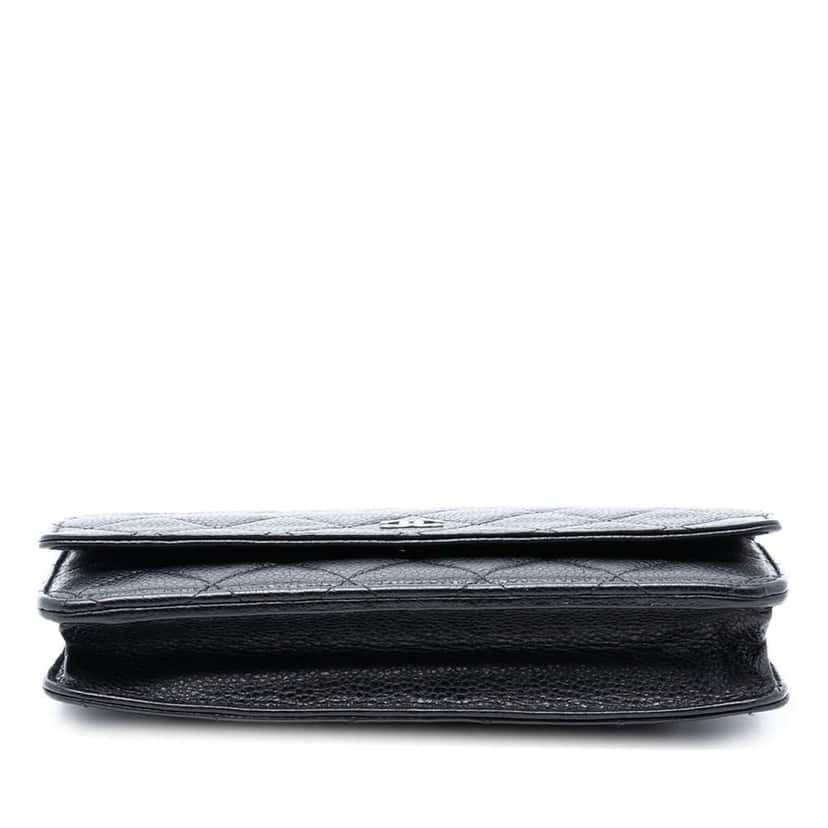 Chanel CC Quilted Caviar Wallet on Chain Black Leather Good condition - Inside View