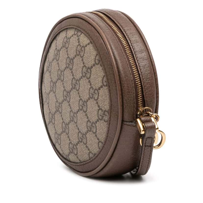 Gucci GG Supreme Ophidia Round Clutch Brown Canvas Good condition - Back View