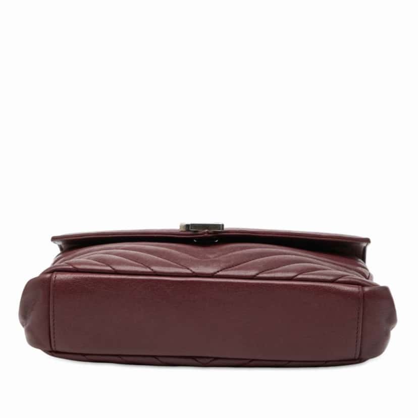Saint Laurent Medium Quilted Chevron Sheepskin College Satchel Red Leather Good condition - Inside View