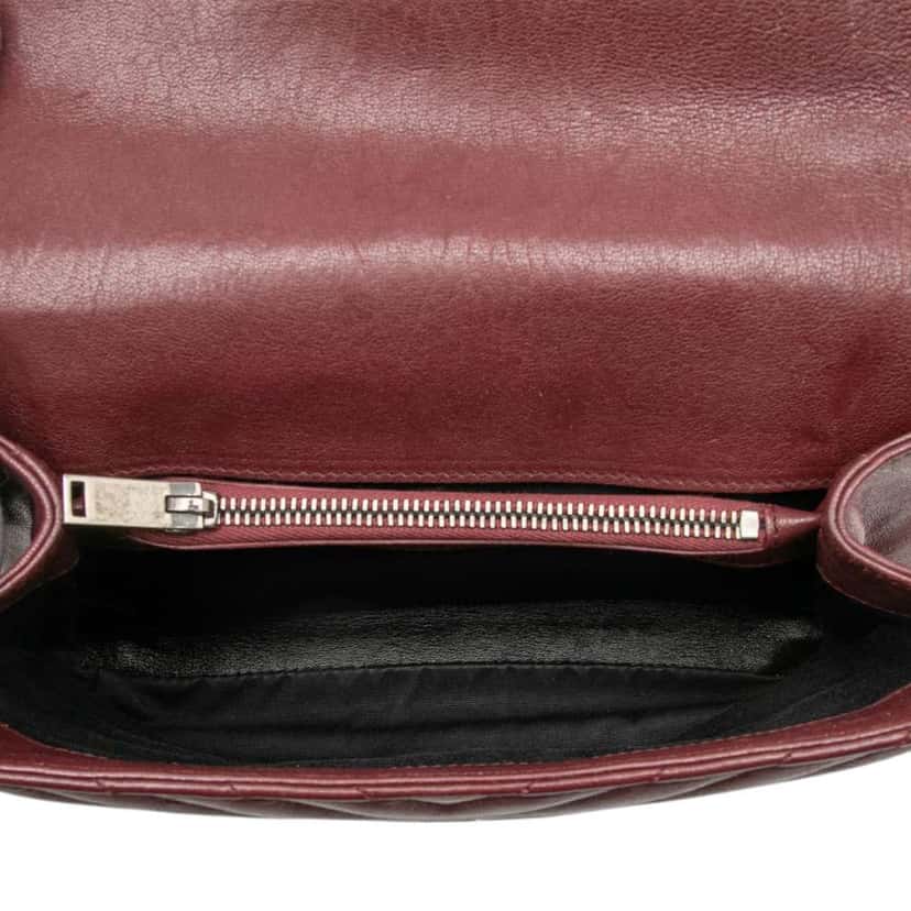 Saint Laurent Medium Quilted Chevron Sheepskin College Satchel Red Leather Good condition - Model View