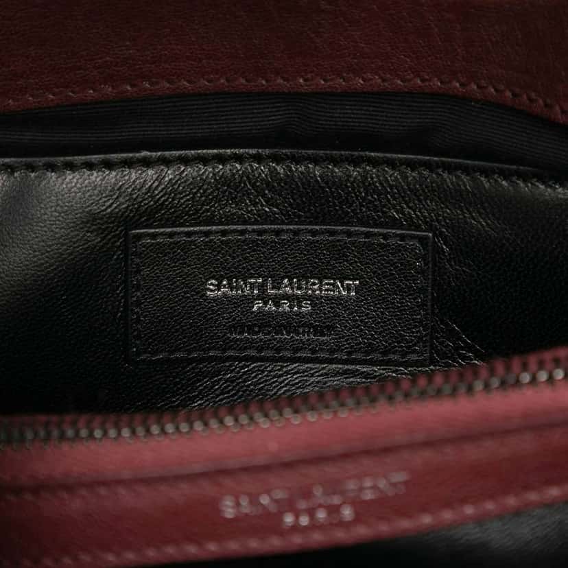 Saint Laurent Medium Quilted Chevron Sheepskin College Satchel Red Leather Good condition - Box View