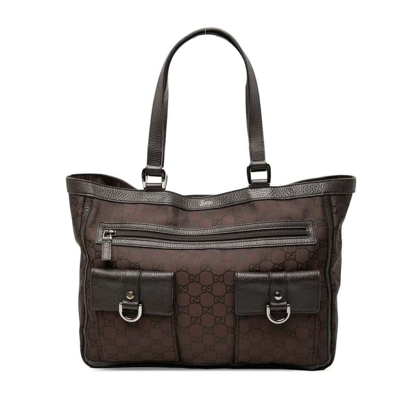 Gucci GG Nylon Abbey D Ring Pocket Tote Brown Very good condition - Front View