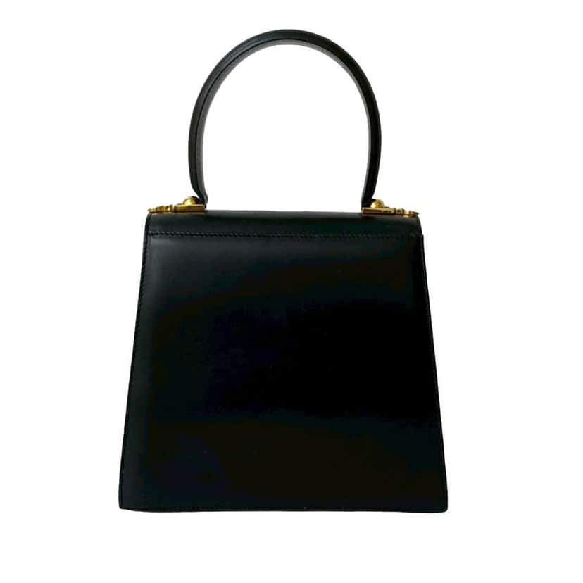 Salvatore Ferragamo Small Leather Gancini Iconic Top Handle Bag Black Leather Good condition - Back View