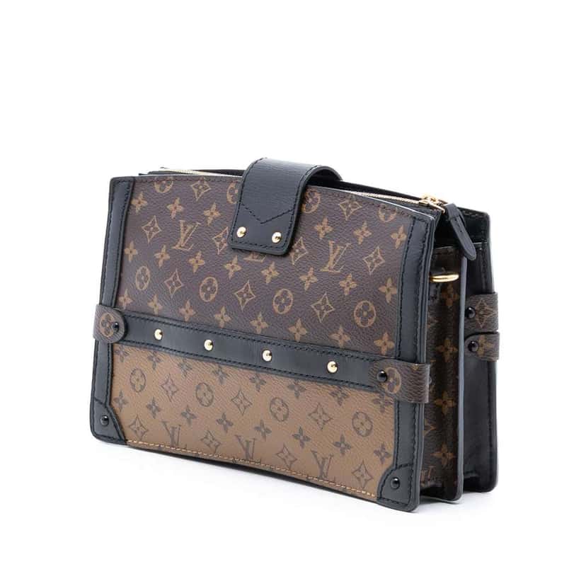 Louis Vuitton Monogram Reverse Trunk Clutch Brown Very good condition - Back View