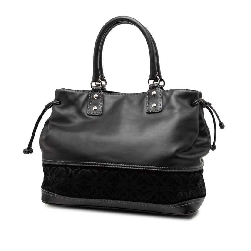 Loewe Calfskin and Suede Anagram Pocket Tote Black Leather Good condition - Back View