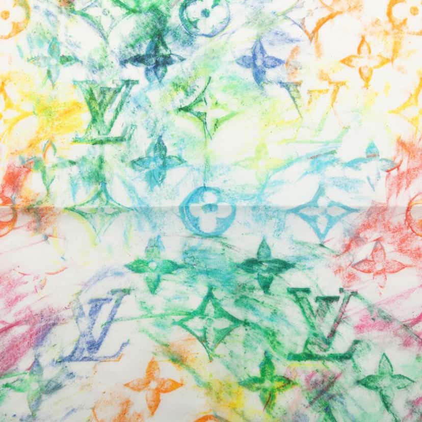 Louis Vuitton Virgil Abloh Monogram Watercolor Bandana and Mask Set White Cotton Never worn - Model View