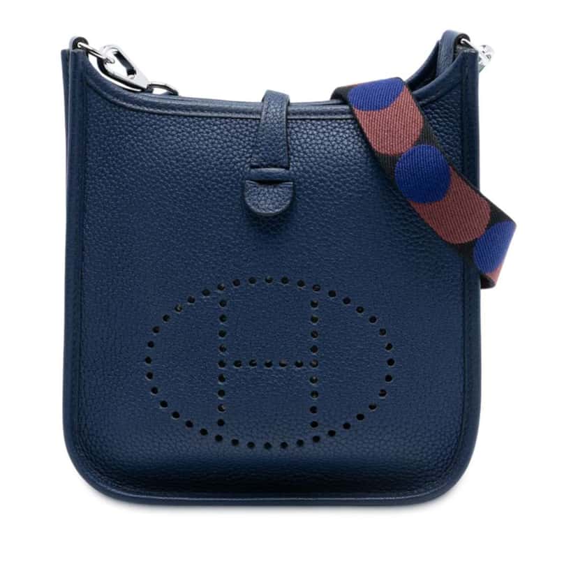 Hermès Clemence Flipperball Strap Evelyne TPM Blue Leather Good condition - Front View